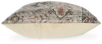 Geometric patterned decorative pillow with beige reverse side