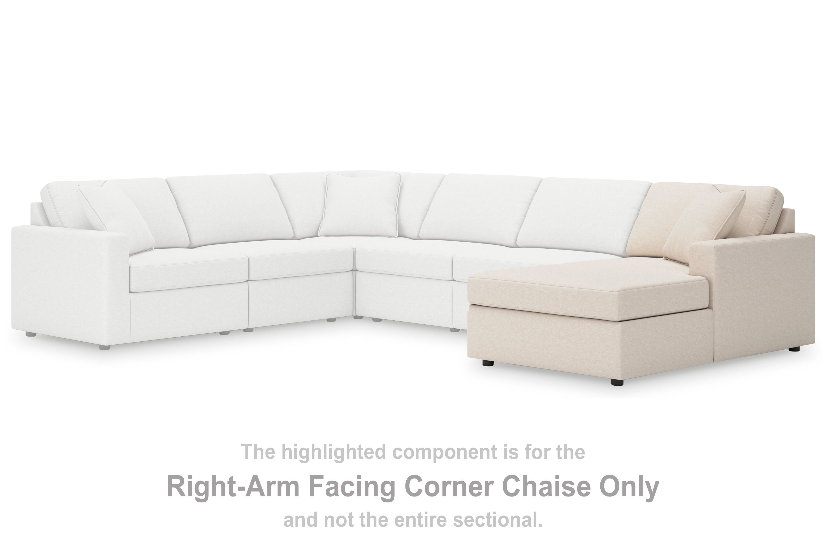 Raf corner chaise sectional with right-facing chaise and multiple back cushions
