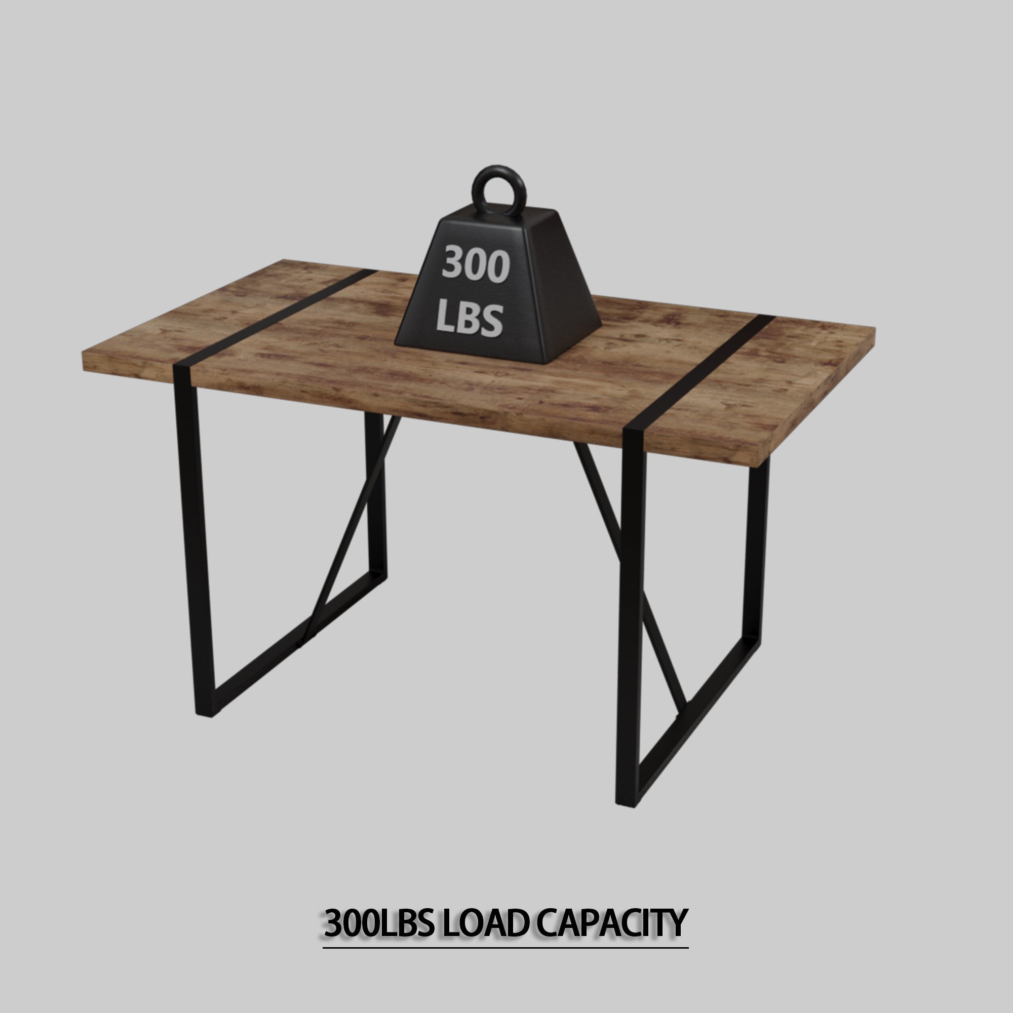 55" Dark Wood Dining Table & Chairs Set - 4 Pcs