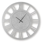 Reinport wall clock with mirror bezel, gray textured face, Roman numerals and black hands