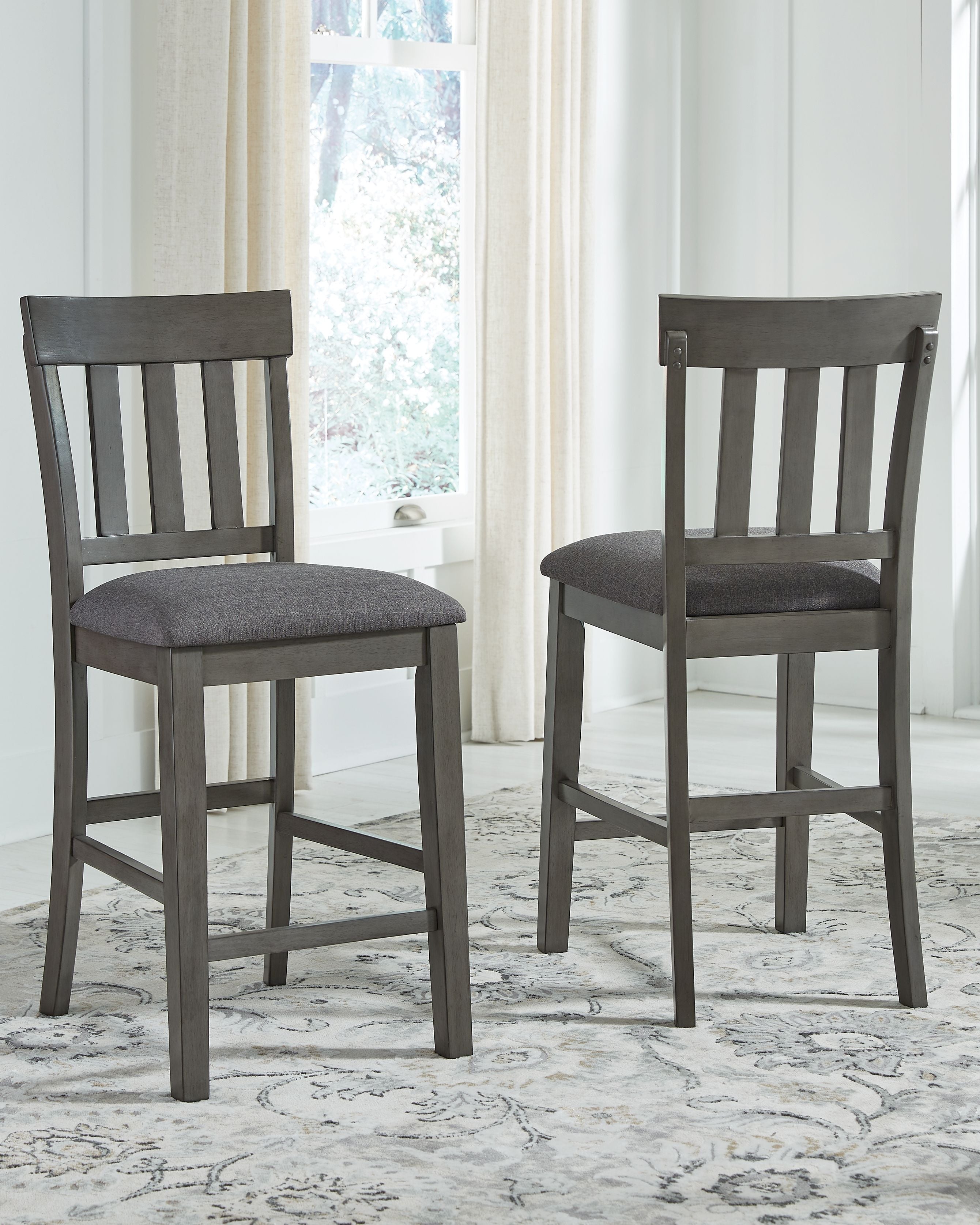 Hallanden Black & Gray Two-Tone Upholstered Barstool (Set of 2) - Padded Backrest