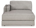 Light gray corner chaise sofa with rounded backrest and deep seat