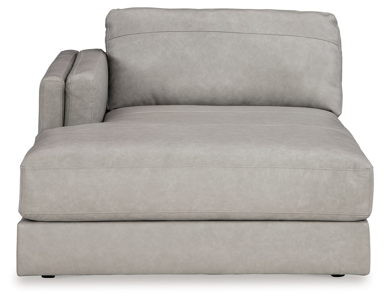 Light gray corner chaise sofa with rounded backrest and deep seat