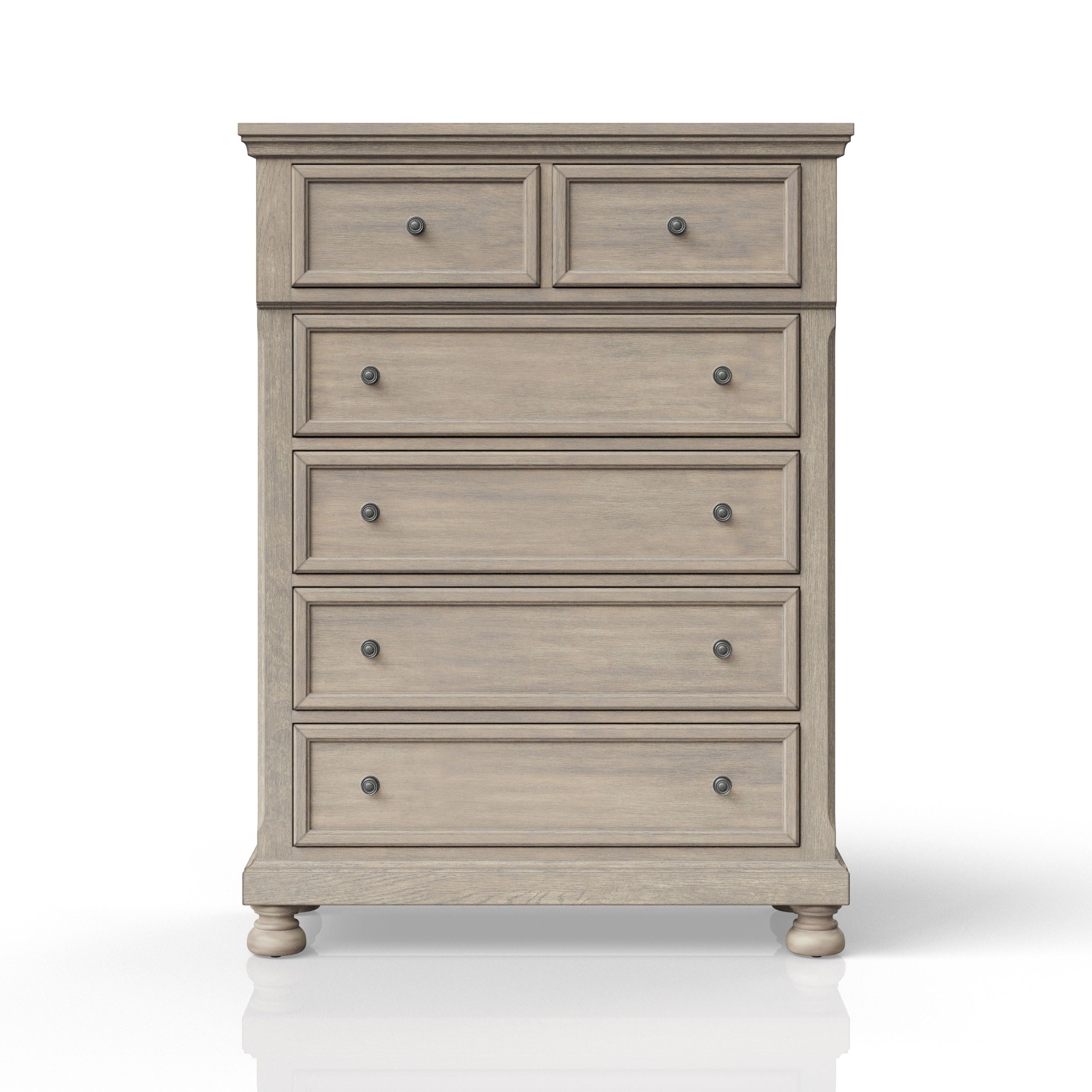 Antique Gray 5-Drawer Chest | Vintage Bedroom Storage