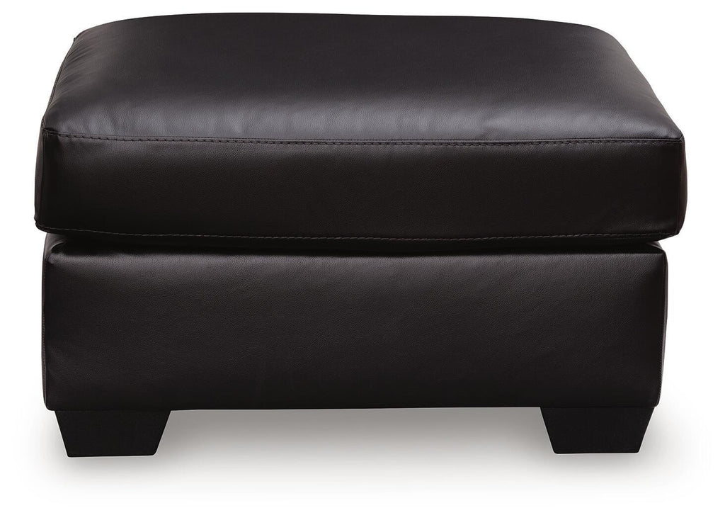 Glennbre ottoman dark upholstered bench, rounded top, double stitching, short legs