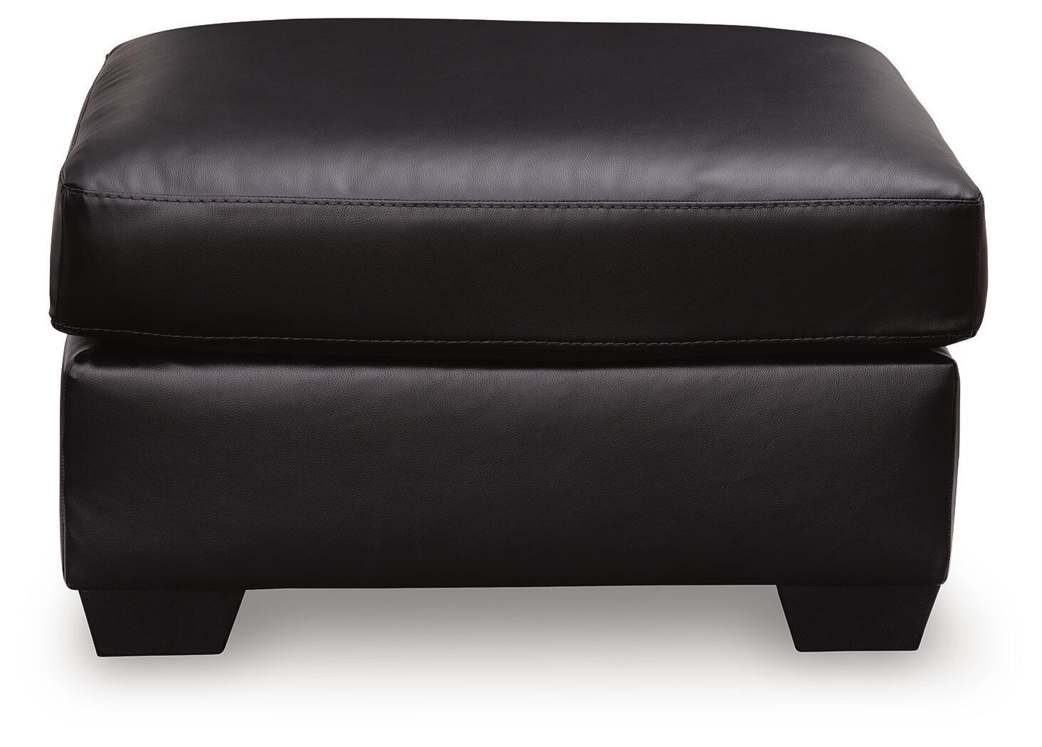 Glennbre ottoman dark upholstered bench, rounded top, double stitching, short legs