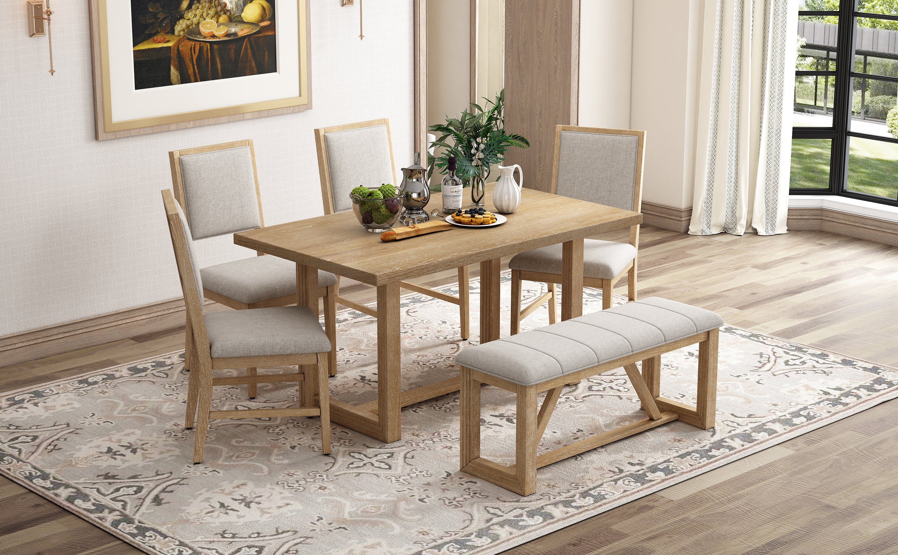 6-Pc Retro Dining Set - Natural