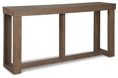 Cariton sofa table, rectangular wooden table with open underside and straight legs