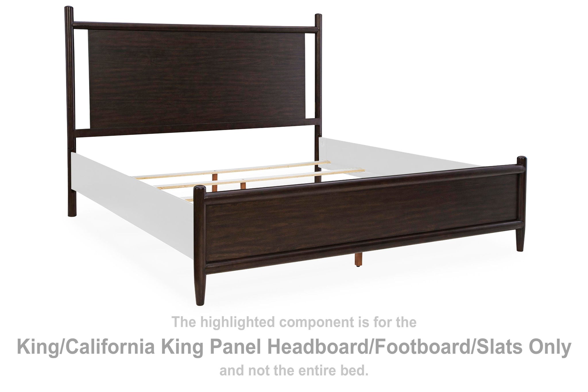 Dark merlot panel headboard and footboard bed slats