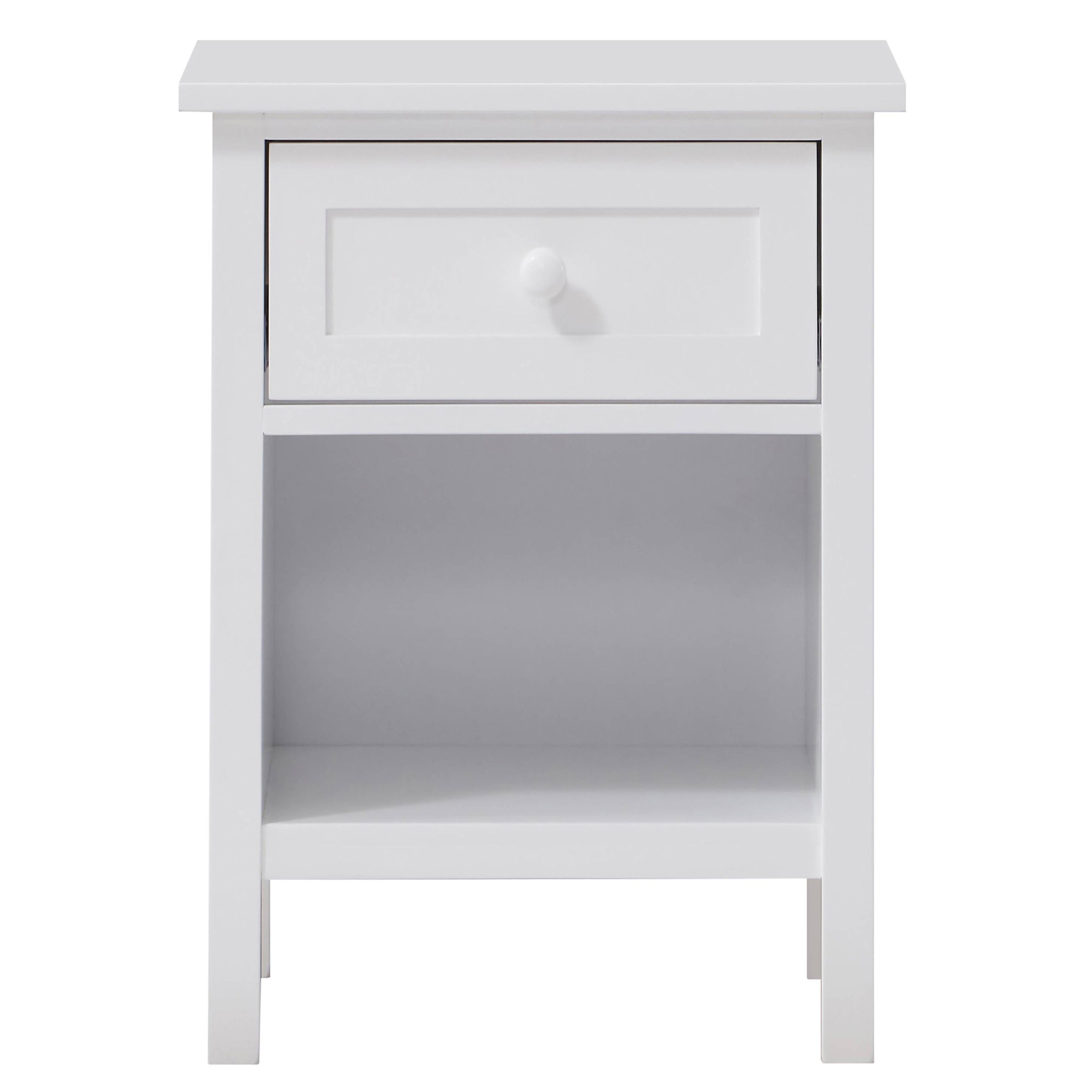 White Nightstand with Drawer