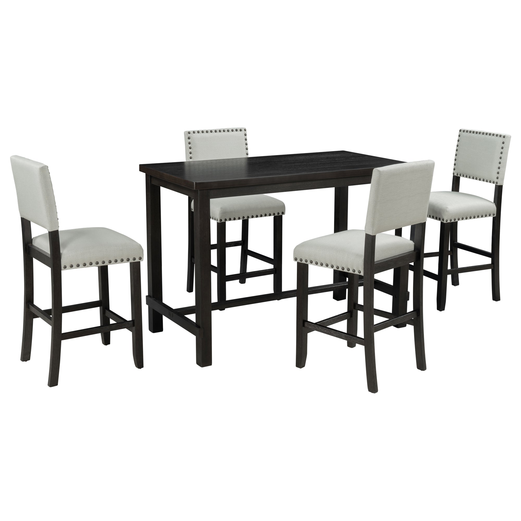 5-Pc Counter Height Dining Set, Espresso/Beige