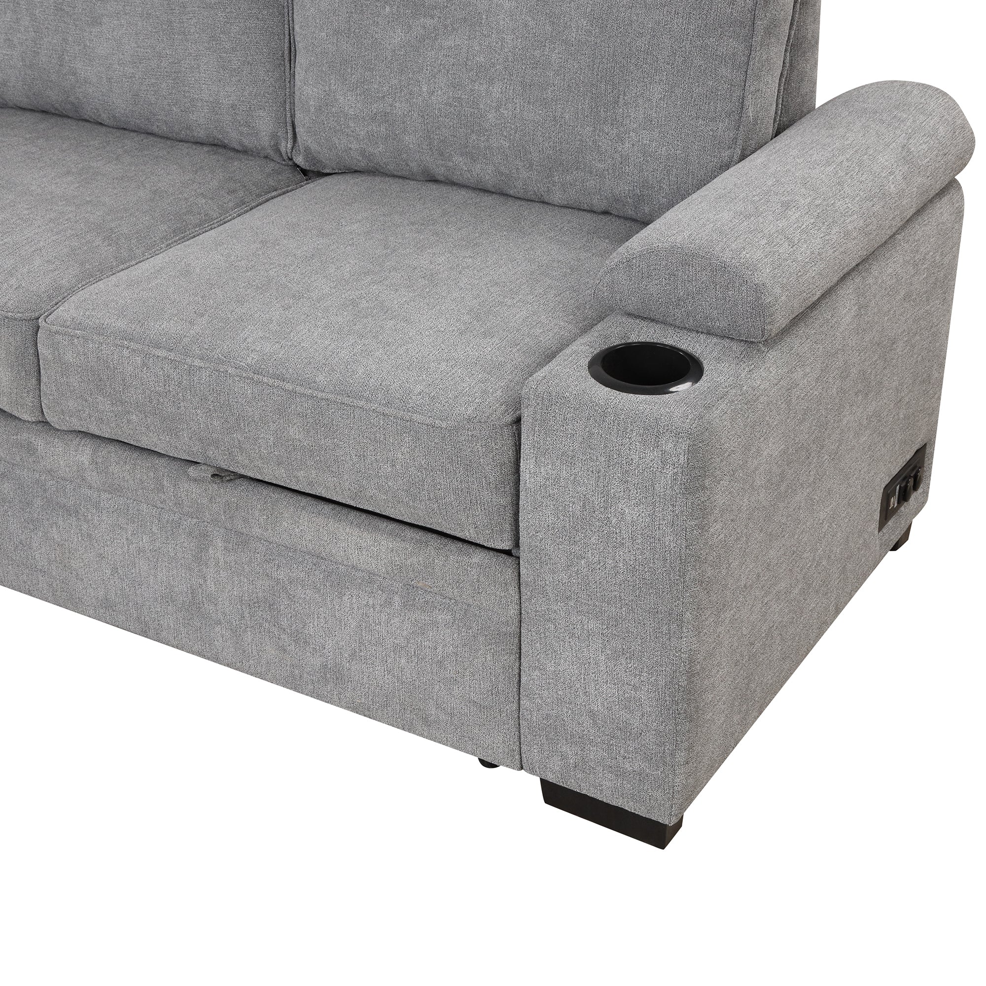 Alessio Gray L-Shape Sleeper Sofa w/ Storage Ottoman-Sleeper Sectionals-American Furniture Outlet