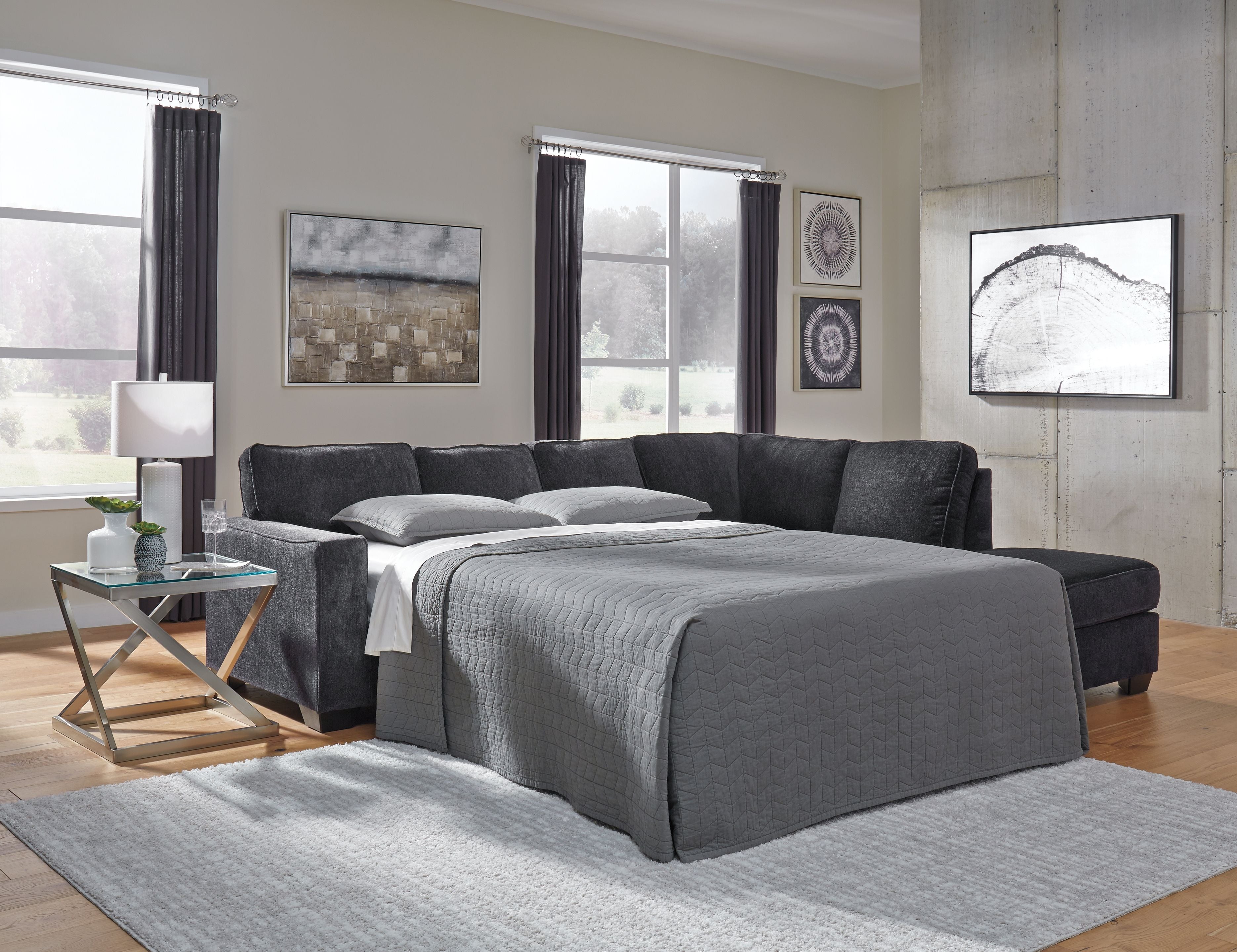 Altari Gray Sleeper Sectional w/ Chaise-Sleeper Sectionals-American Furniture Outlet