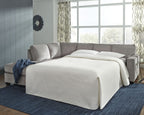 Alloy sleeper sectional sofa with chaise and extended sleeper bed, with throw pillows