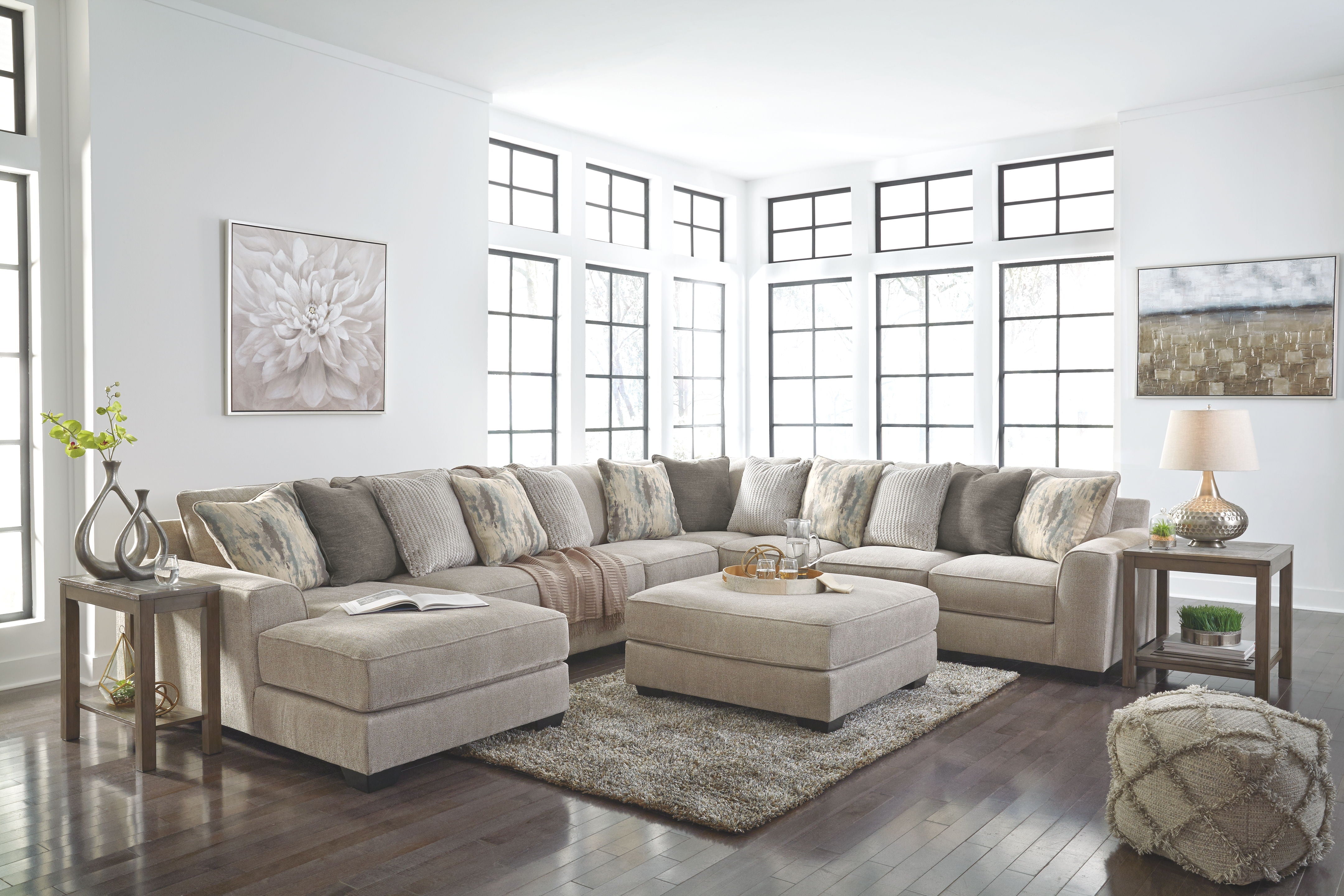 Ardsley Gray Sectional w/ Chaise - Plush Fabric, Modern Design-Stationary Sectionals-American Furniture Outlet