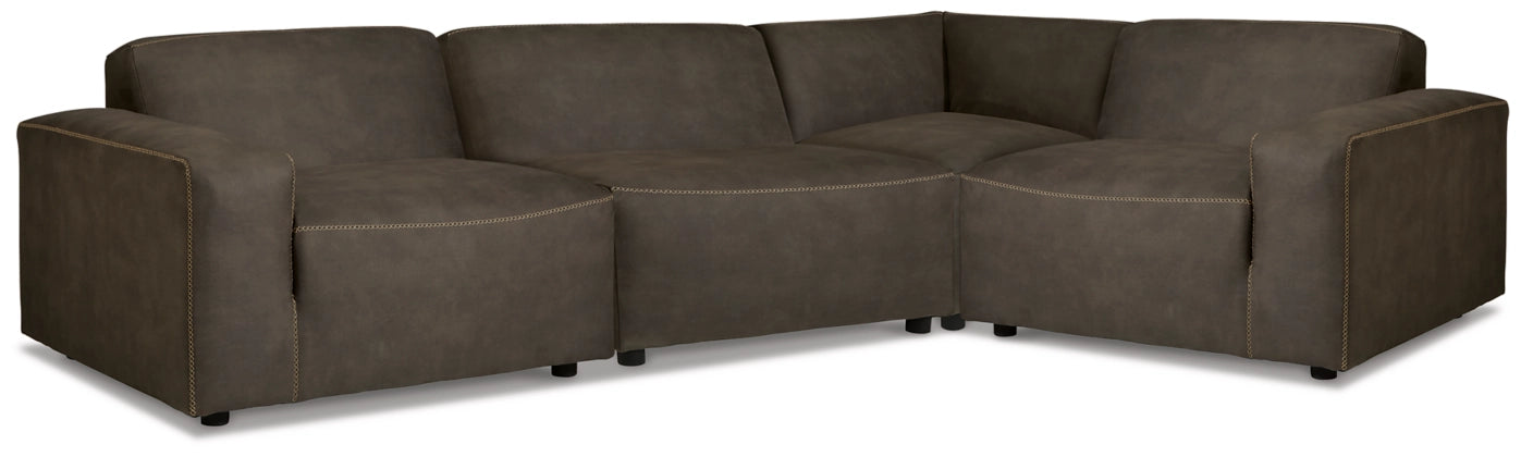 Ashley Allena Modular Sectional Sofa - Suede-Like Fabric, Dark Gray-Stationary Sectionals-American Furniture Outlet