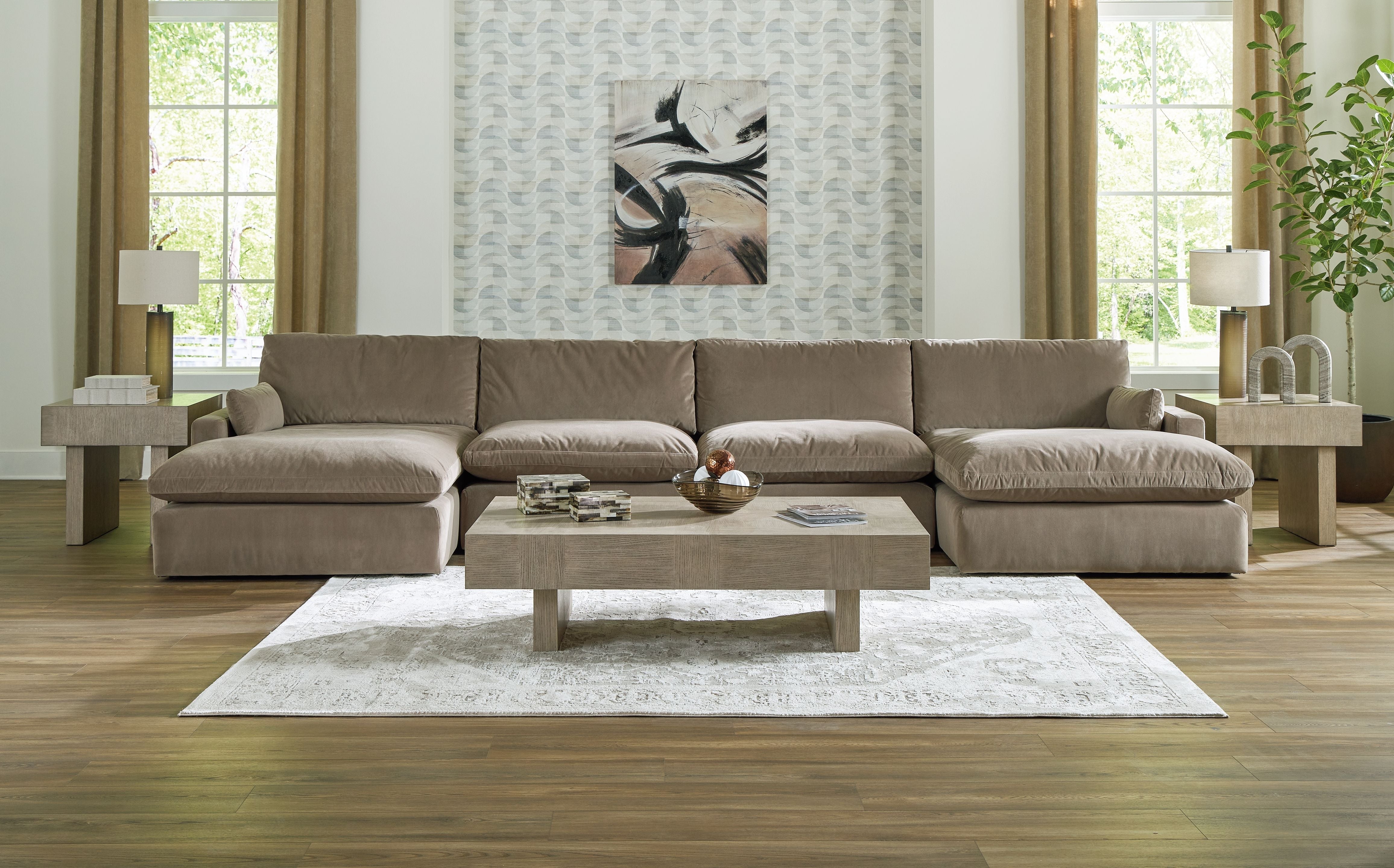 Ashley Sophie Modular Sectional - Modern, Velvet, Comfy-Stationary Sectionals-American Furniture Outlet