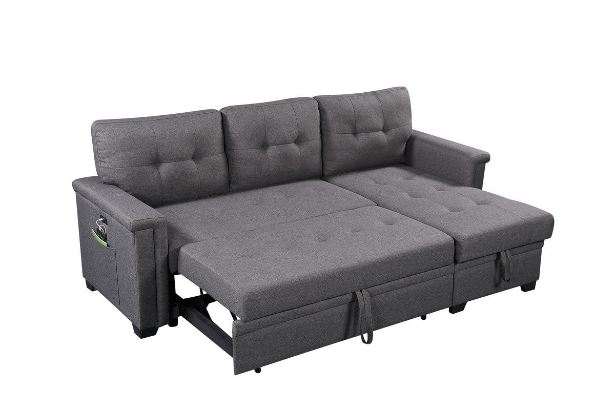 Ashlynn Dark Gray L Shaped Sleeper Sectional w/ Storage & USB-Sleeper Sectionals-American Furniture Outlet