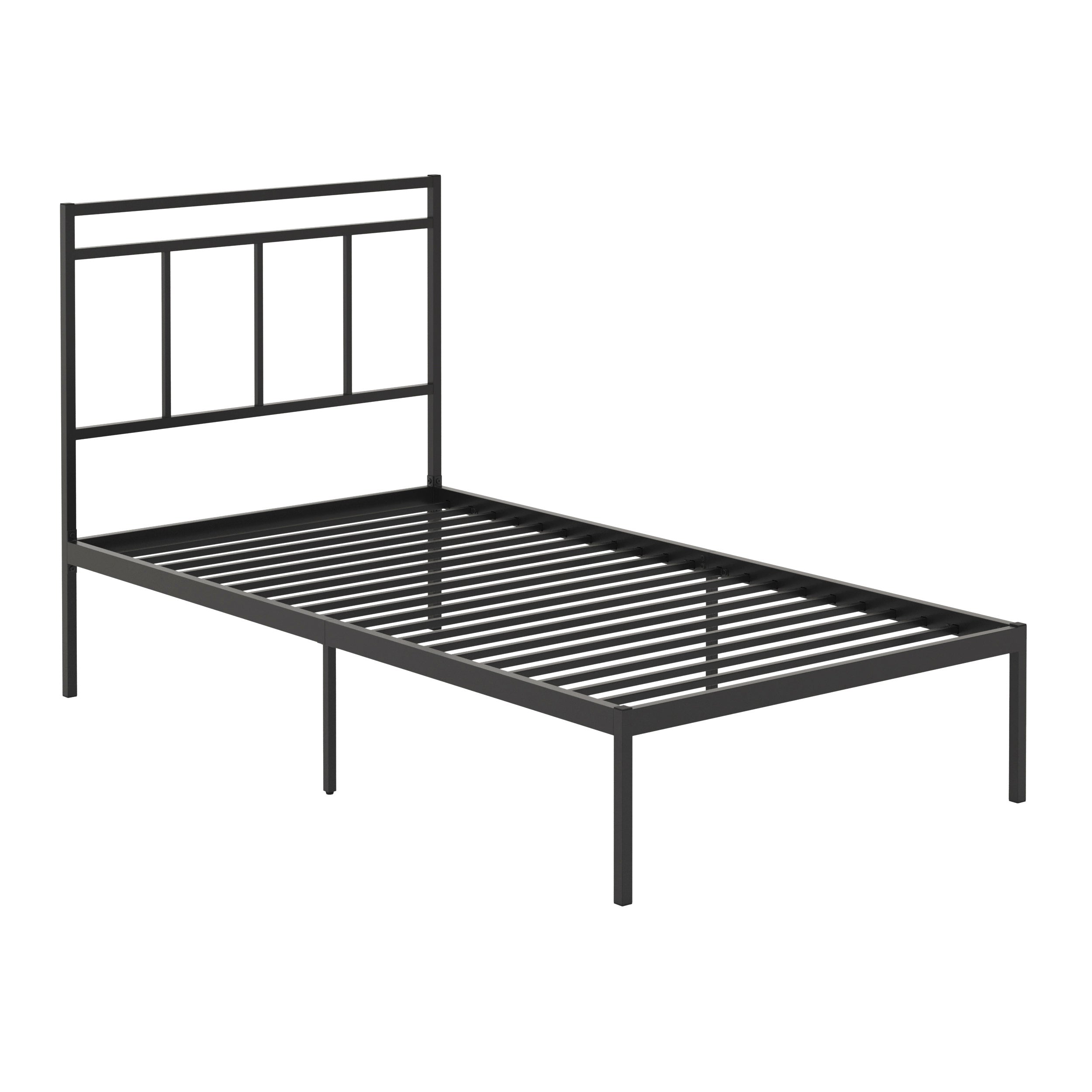 Black Twin Platform Bed with Headboard