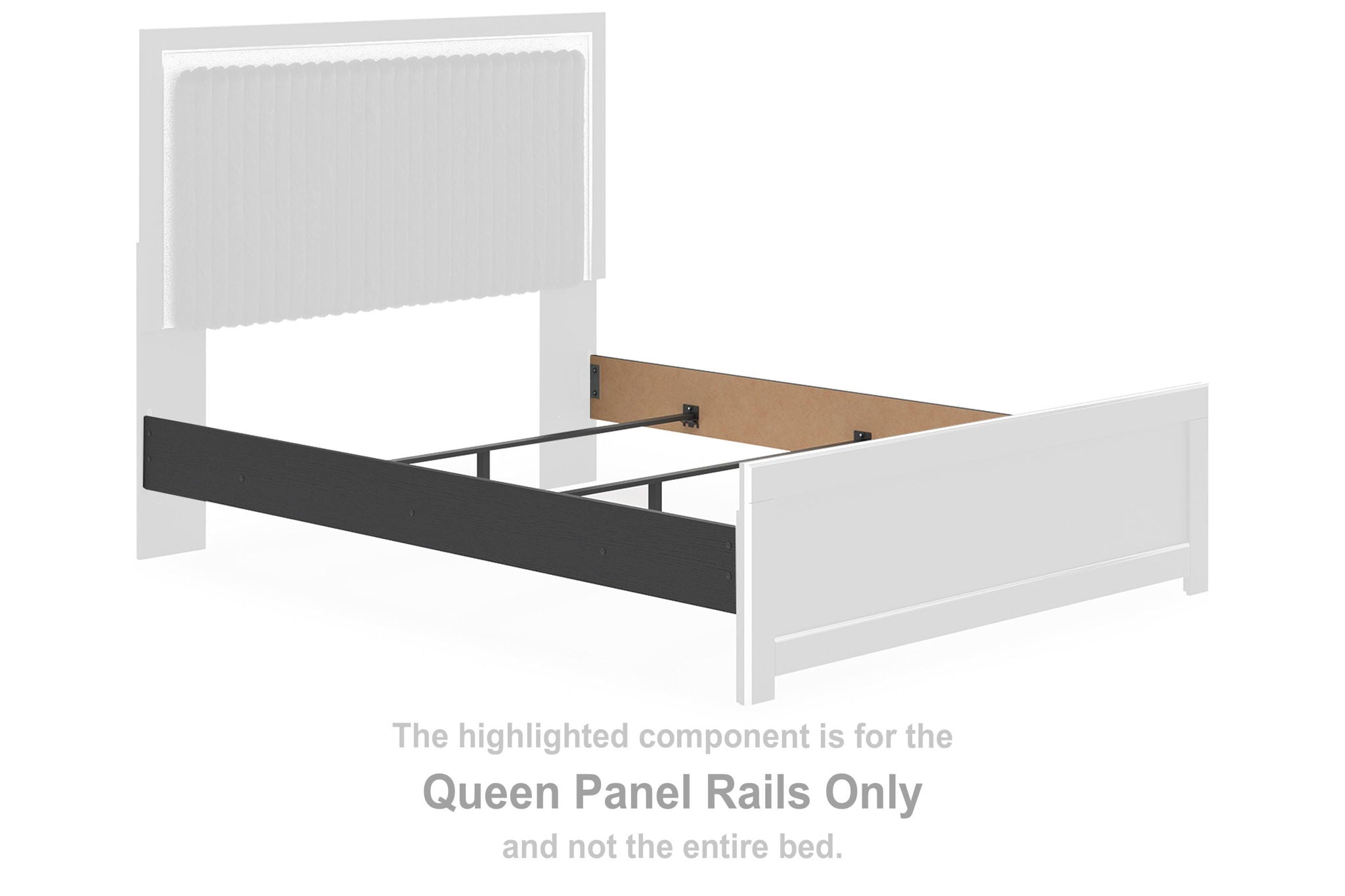 Queen panel rails, black, for bed panel attachment