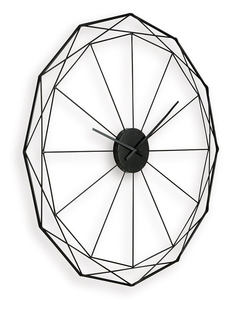 Arkthorne black geometric wall clock with octagonal metal lattice and central dial with hands