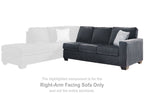 Altari Raf sofa, slate gray fabric, right-arm facing sectional seating