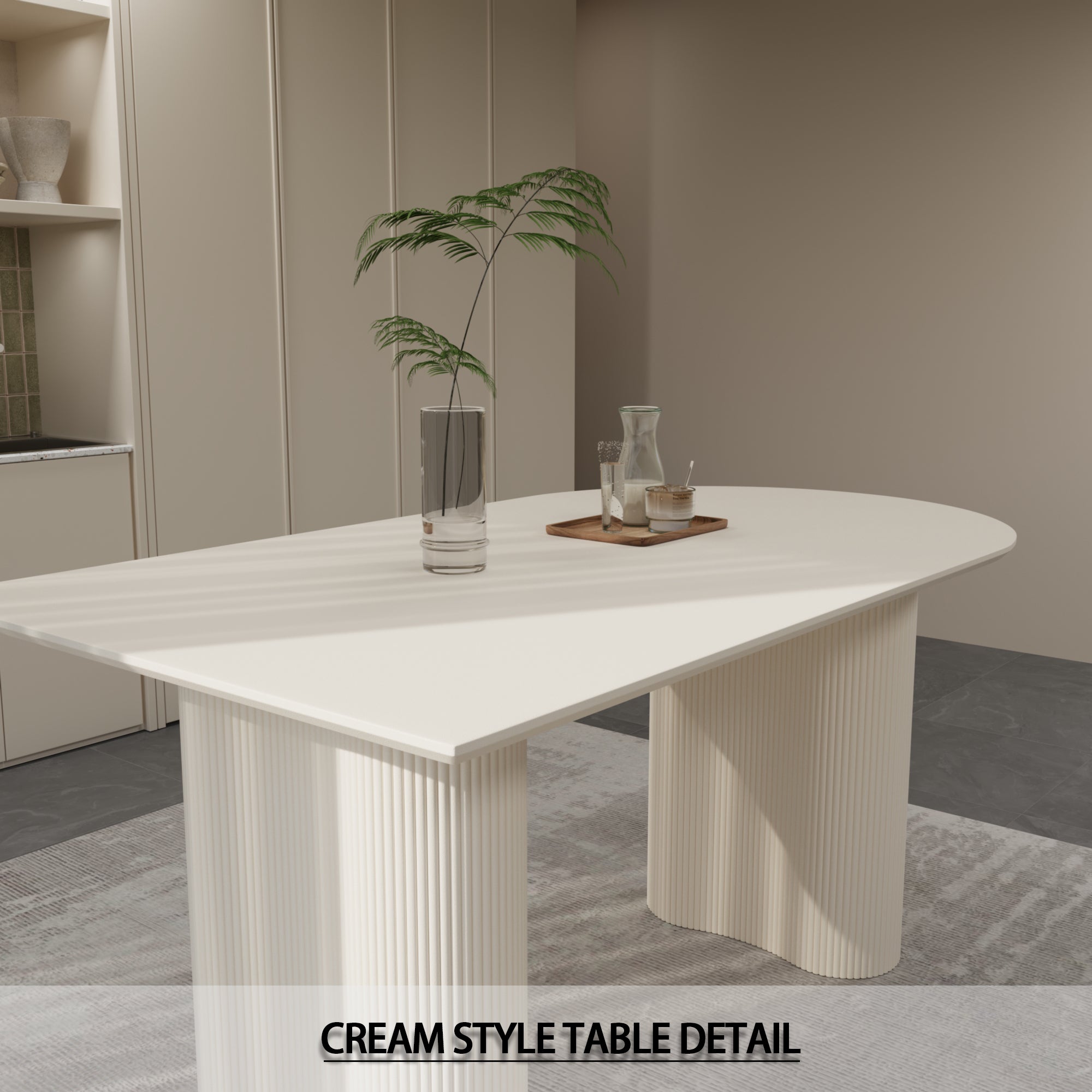 Modern Cream Dining Table & 4 Chairs Set - 63"