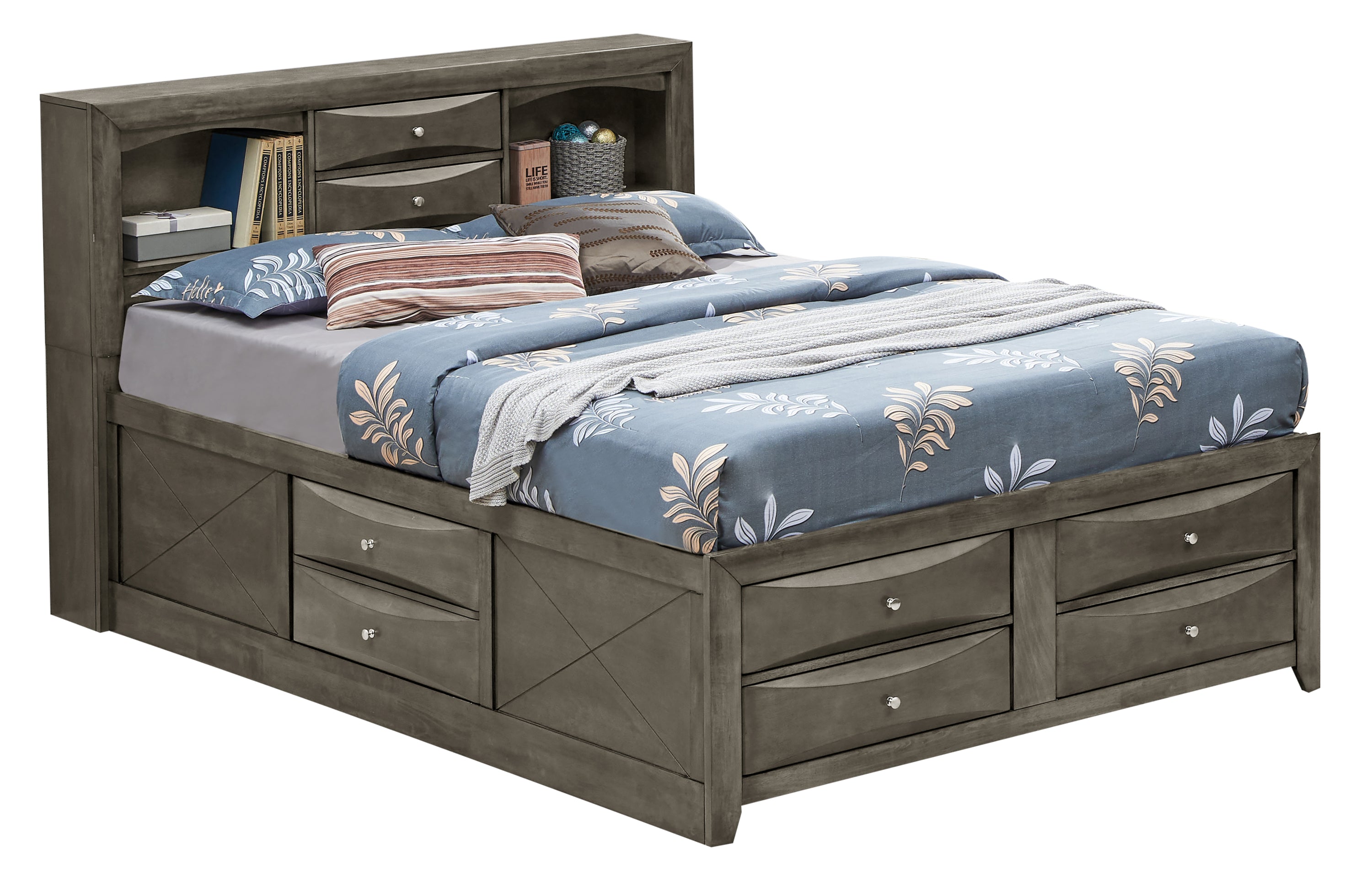 Elegant Gray Queen Storage Bed | Modern Home Furniture