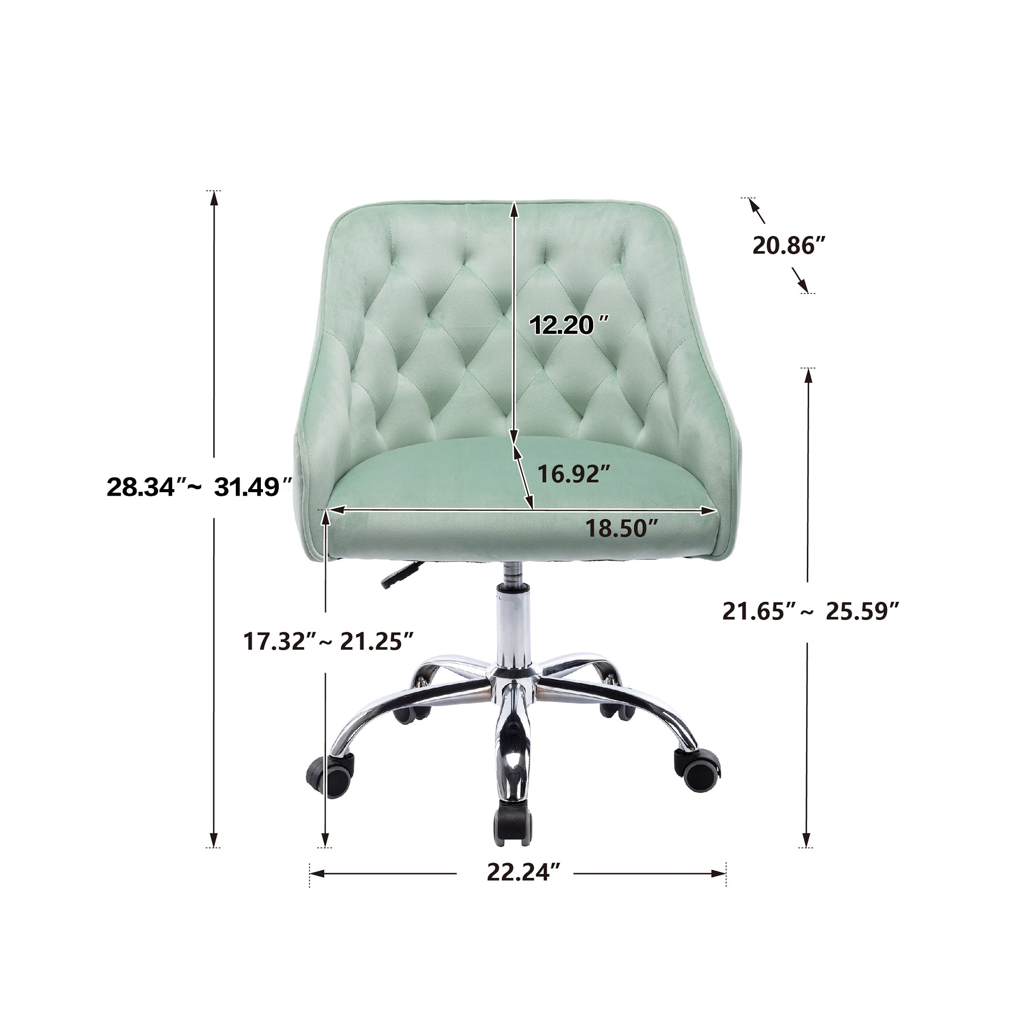 Velvet Swivel Home Office Desk Chair- Mint Green