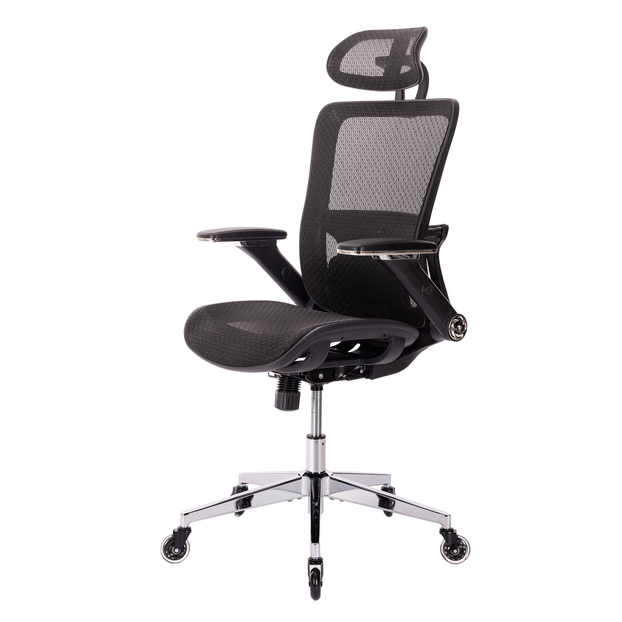 Black Ergonomic Mesh Office Chair w/ Headrest & Flip-Up Arms