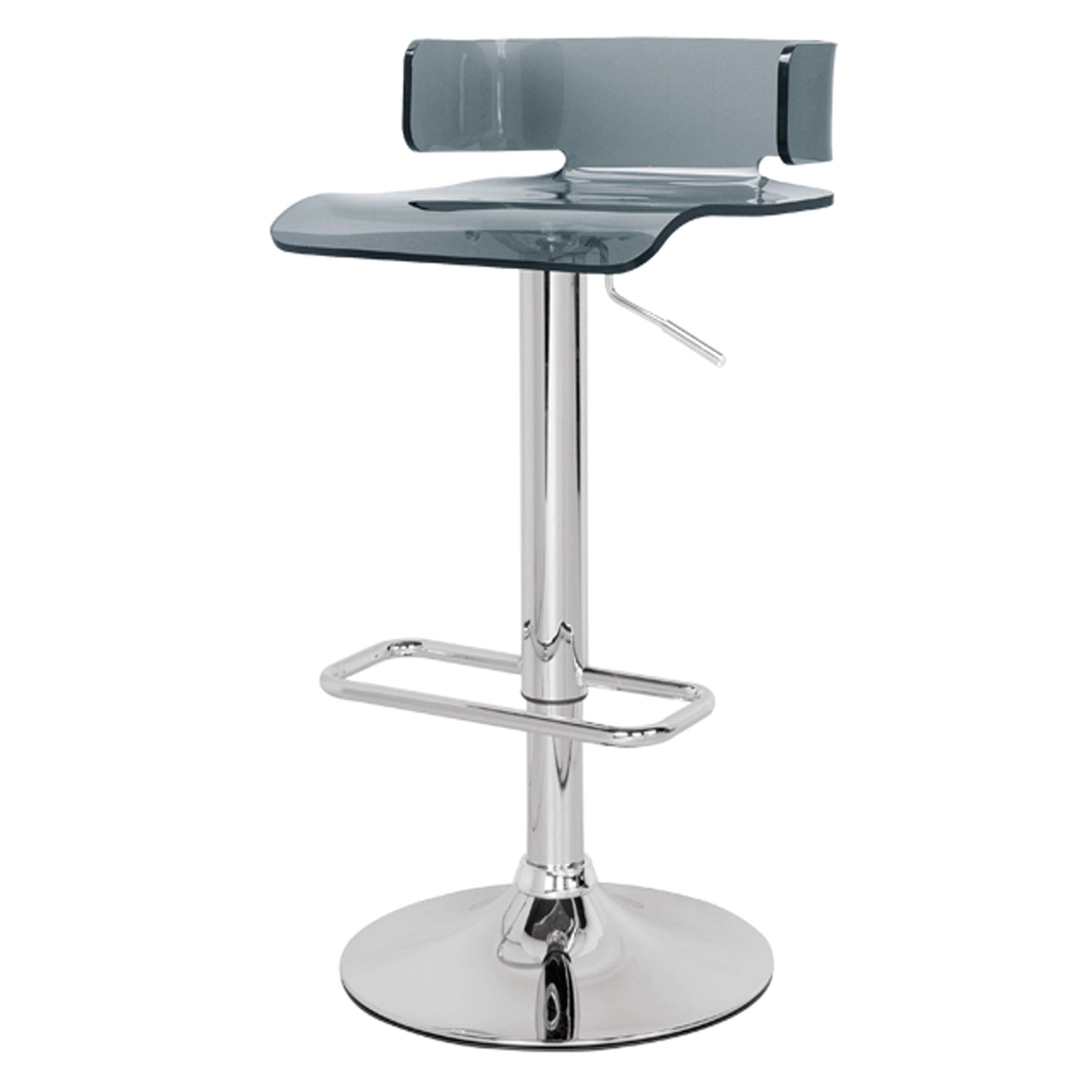 Grey & Chrome Adjustable Swivel Bar Stool