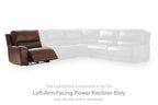 Silverbrooke LAF zero-wall power recliner, dark brown leather, highlighted