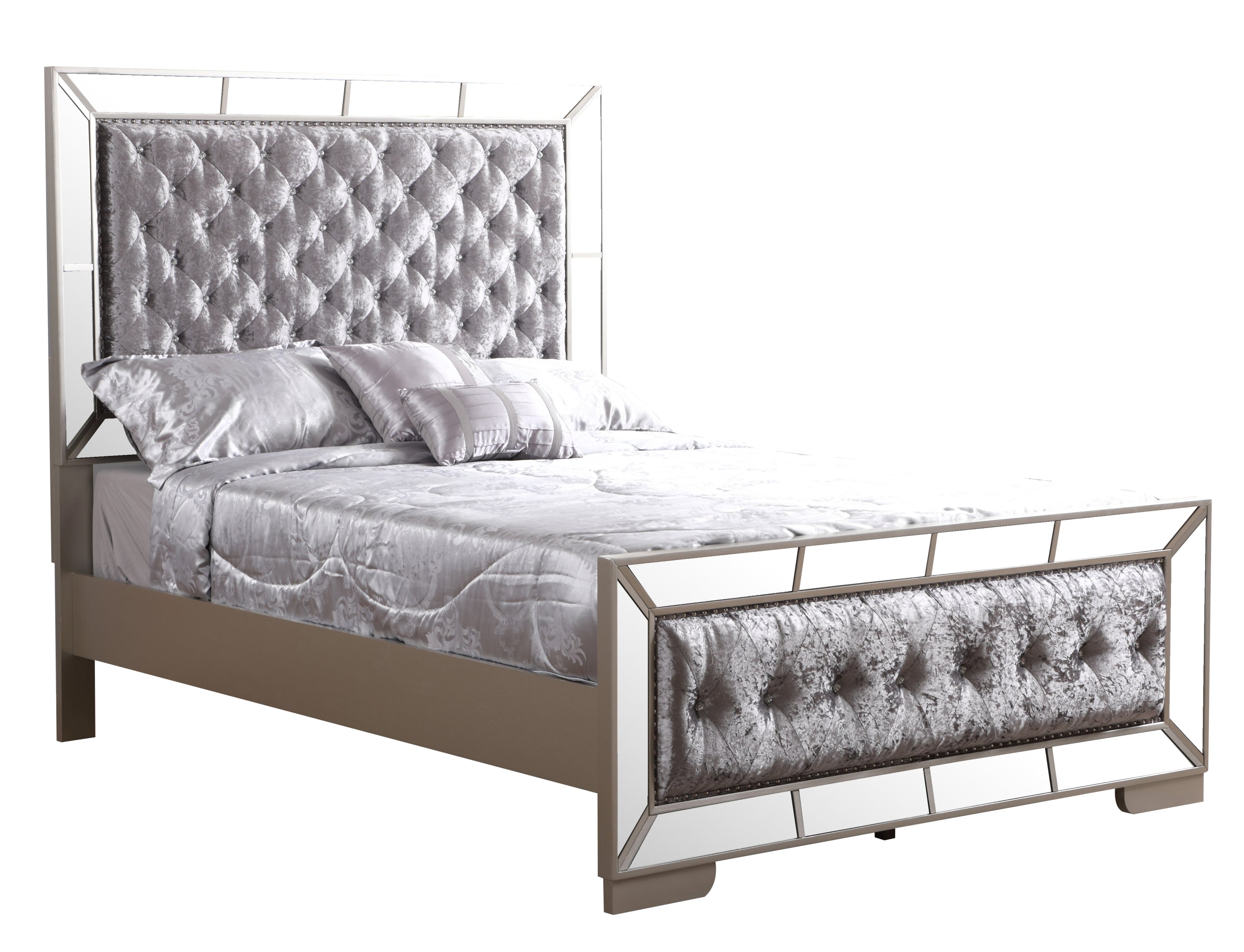 Sleek Silver Champagne Contemporary Bed | Modern Bedroom Furniture