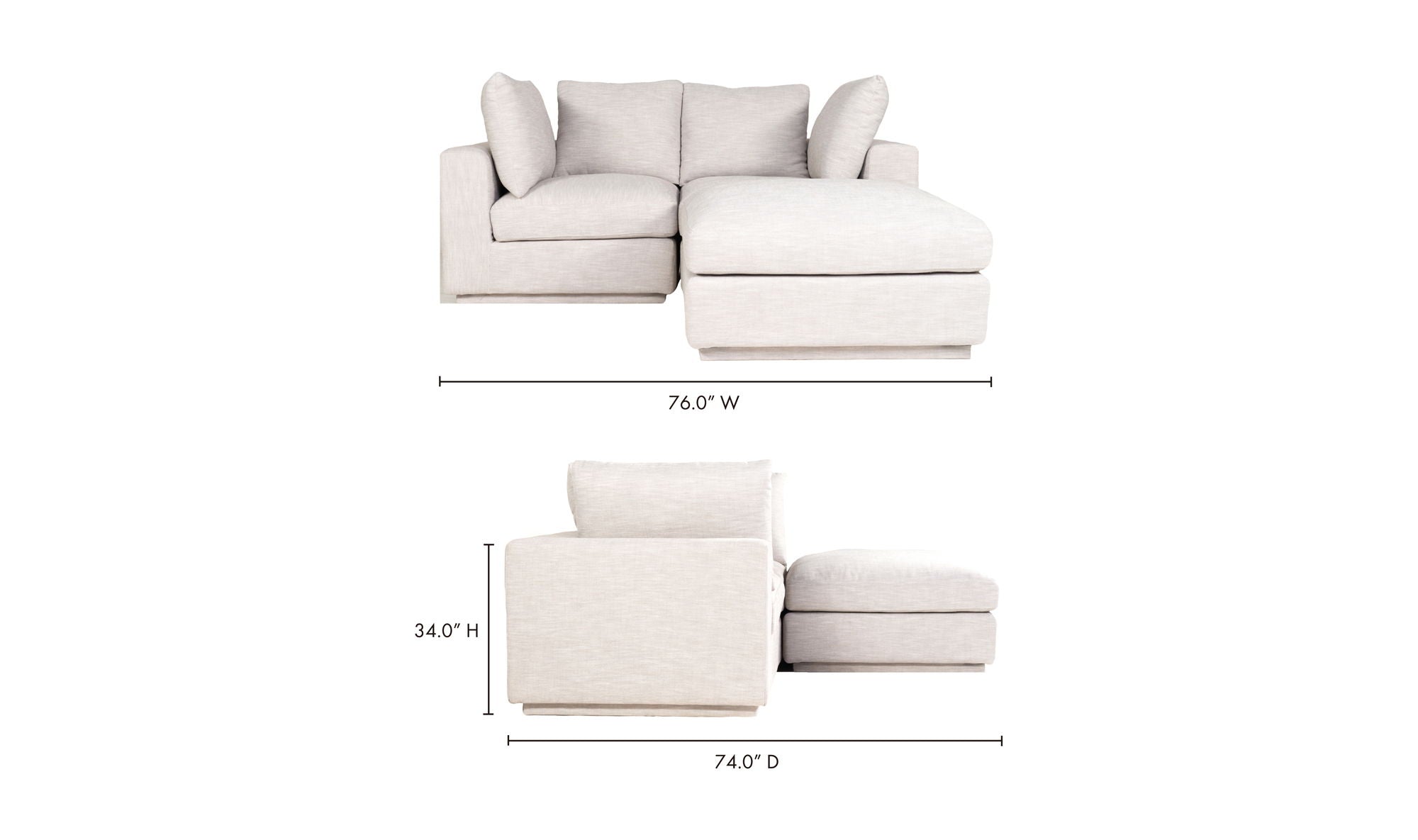 Taupe Modular Sectional - Justin Nook, Linen-Blend-Stationary Sectionals-American Furniture Outlet