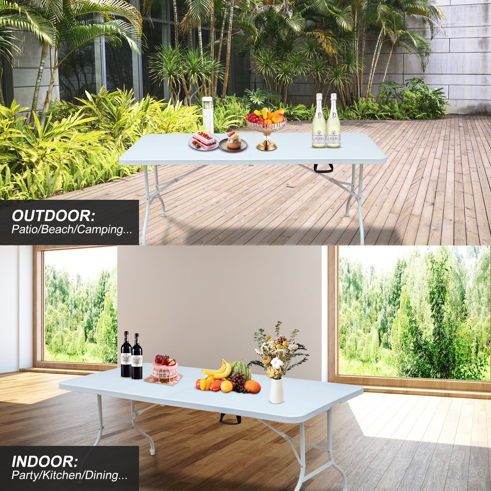 6ft Folding Table - Portable & Heavy Duty
