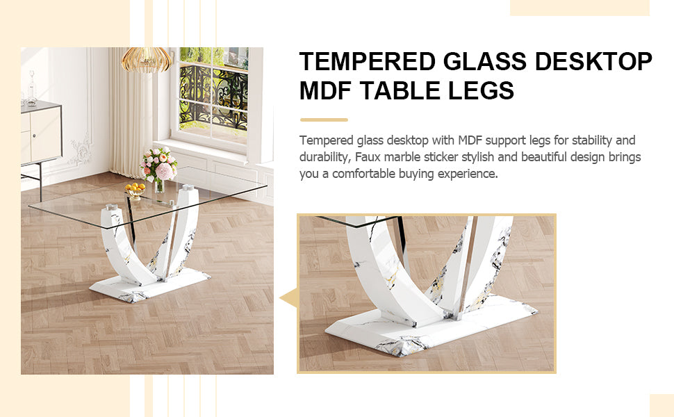 Modern Glass Dining Table Set (6-8 Person)