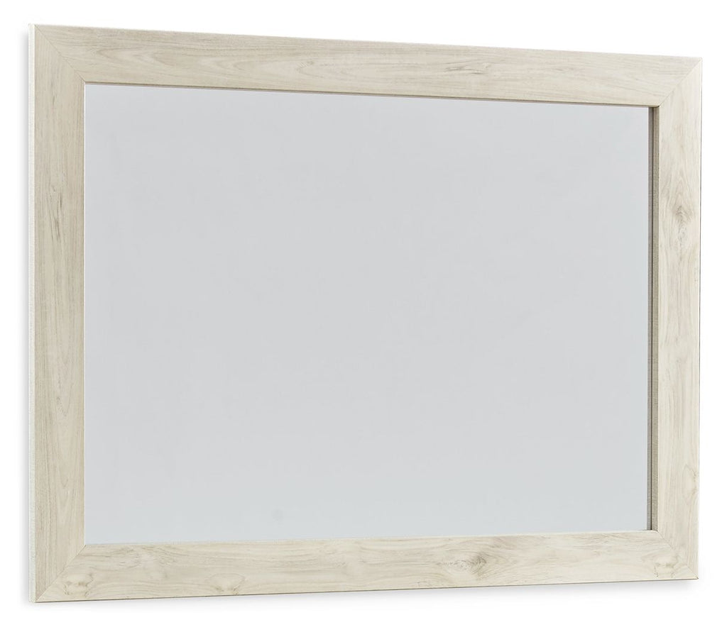 Whitewash wooden bedroom mirror frame with rectangular glass inset