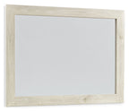 Whitewash wooden bedroom mirror frame with rectangular glass inset