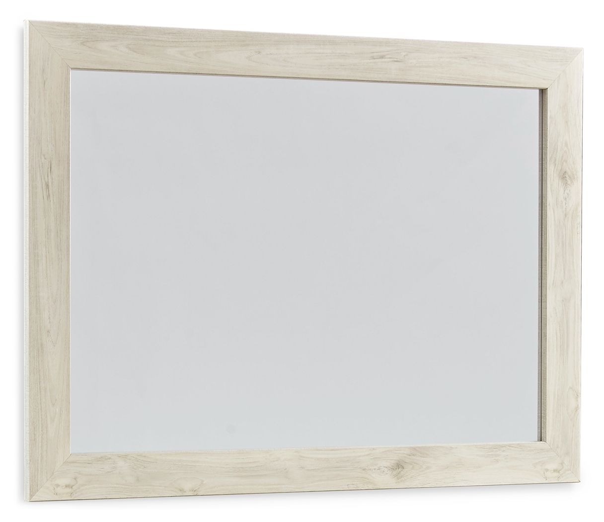 Whitewash wooden bedroom mirror frame with rectangular glass inset