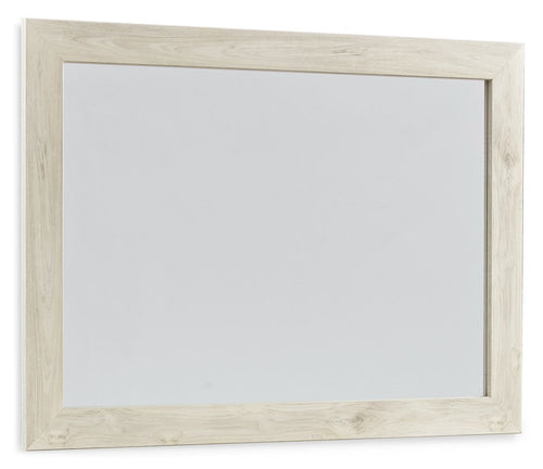 Whitewash wooden bedroom mirror frame with rectangular glass inset