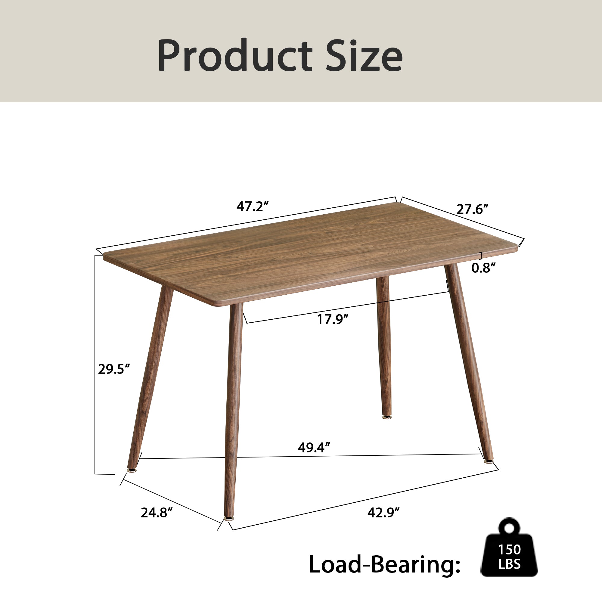 Modern Dining Table & 4 Chairs Set - 47"
