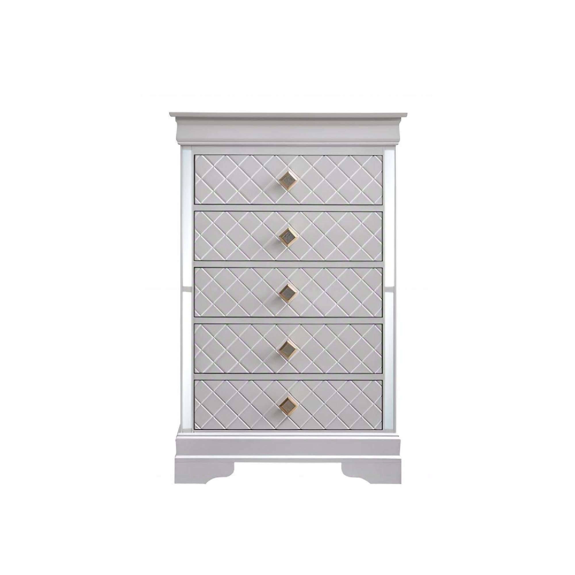 Verona G6735-CH Pearl White Chest w/ Gold Crystal Handles