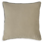 Plain beige square throw pillow with textured fabric and dark edge stitching