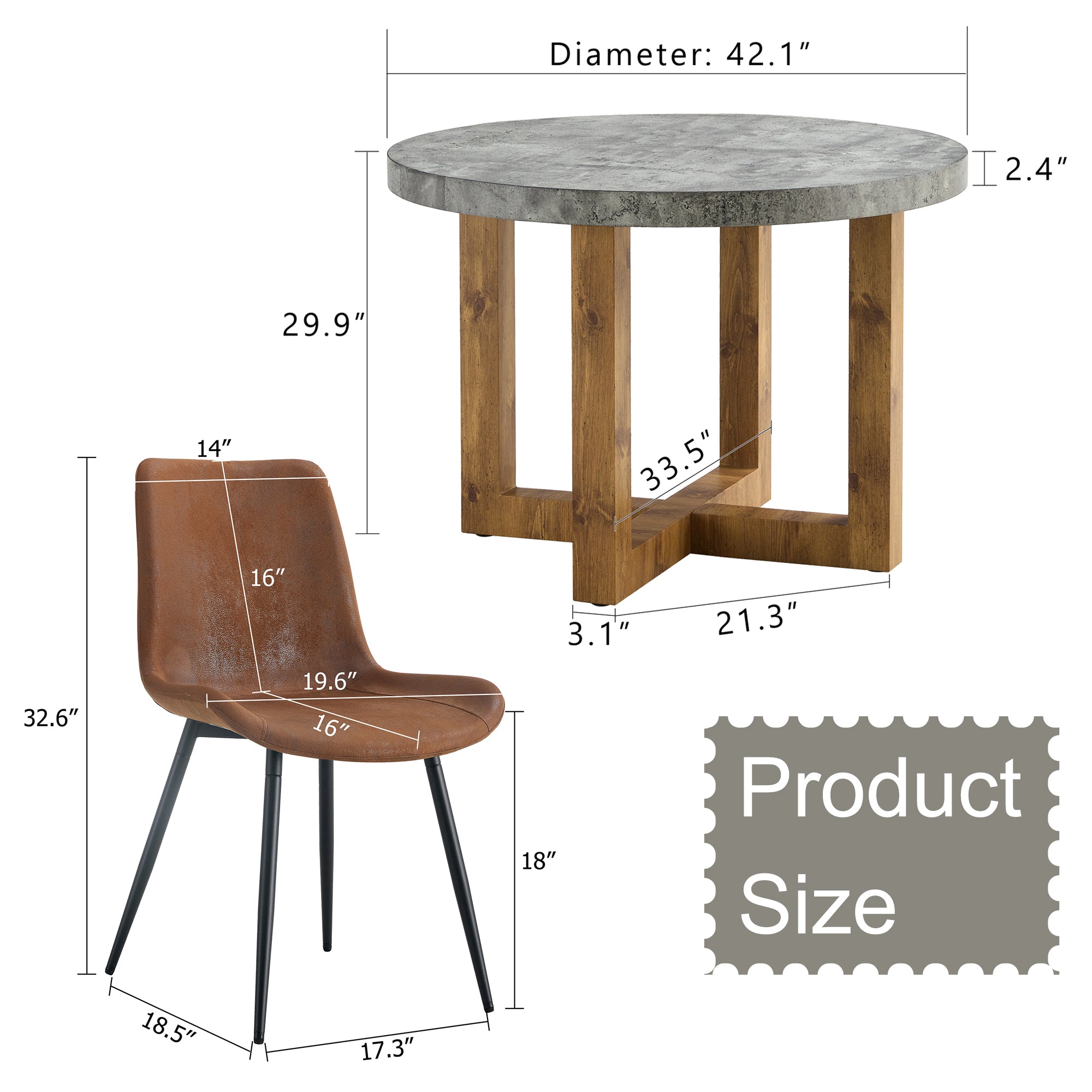 Modern Circular Dining Table & 4 Chairs Set | CT-403