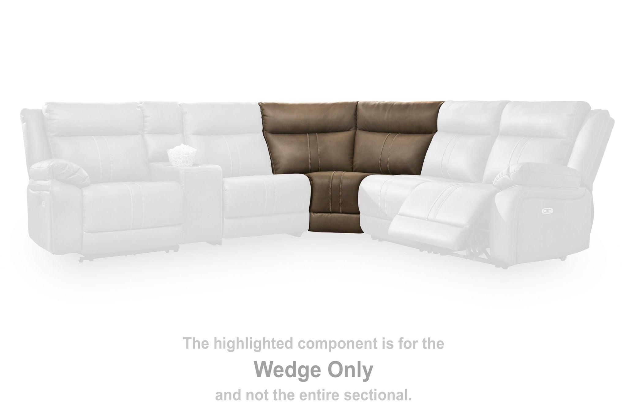 Sectional wedge highlighted in brown amid white sectional components