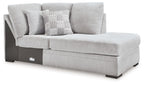 Gabyleigh right-arm corner chaise with light gray upholstery and dark base