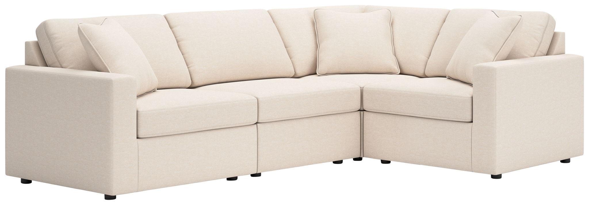 Oyster sectional sofa with corner and multiple seat cushions