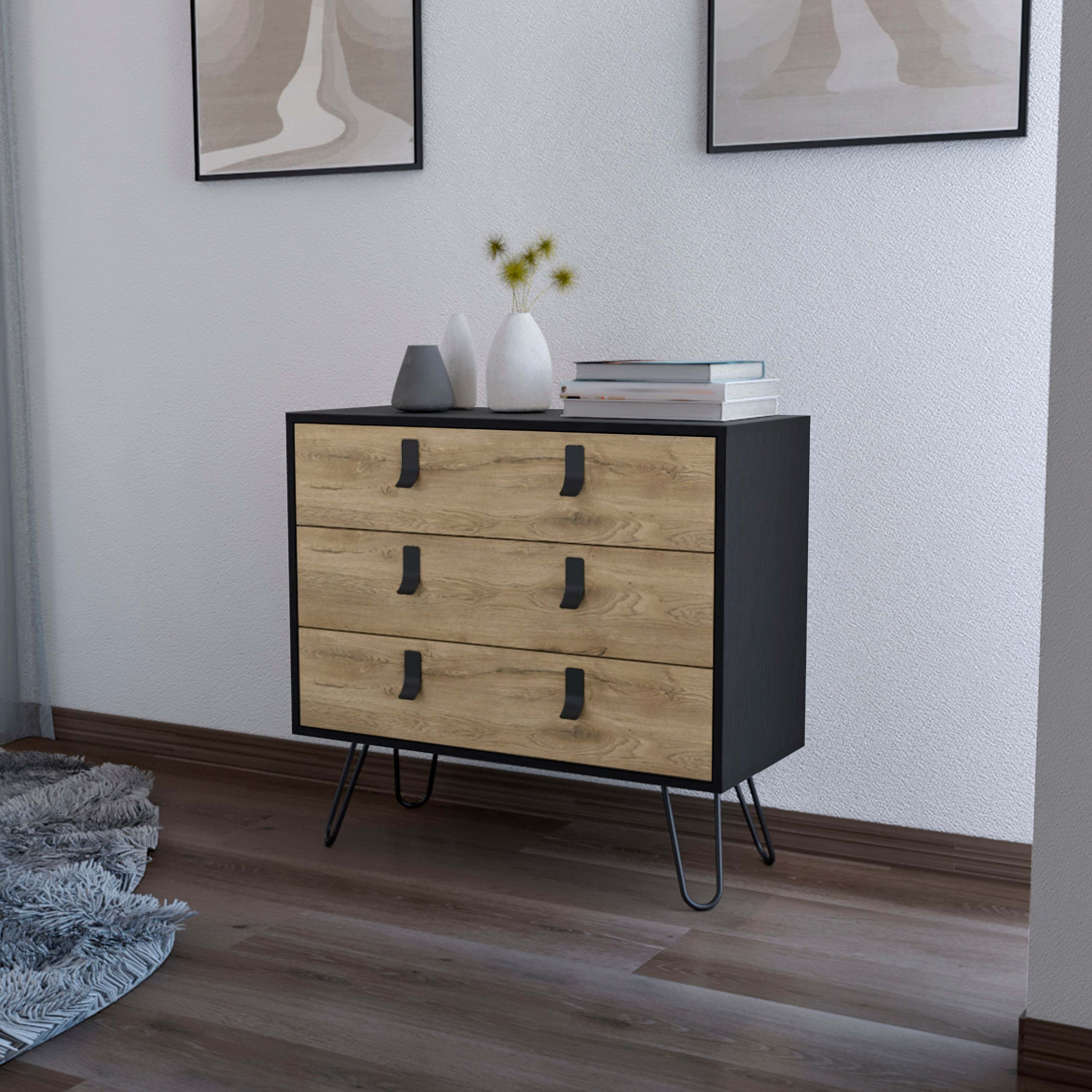 Wenge & Macadamia 3-Drawer Dresser | Modern Bedroom