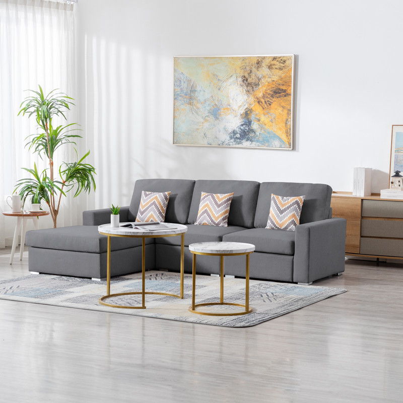 Nolan - Fabric 3 Piece Reversible Sectional Sofa