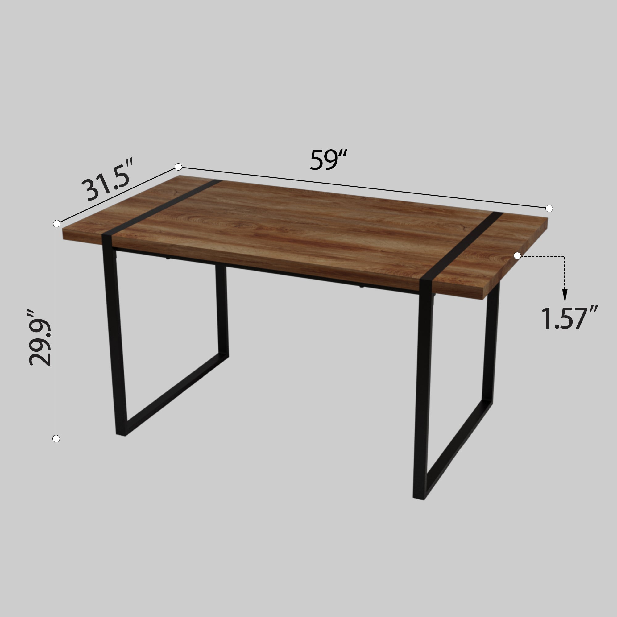 59" Modern Dining Table & 4 Suede Chairs Set